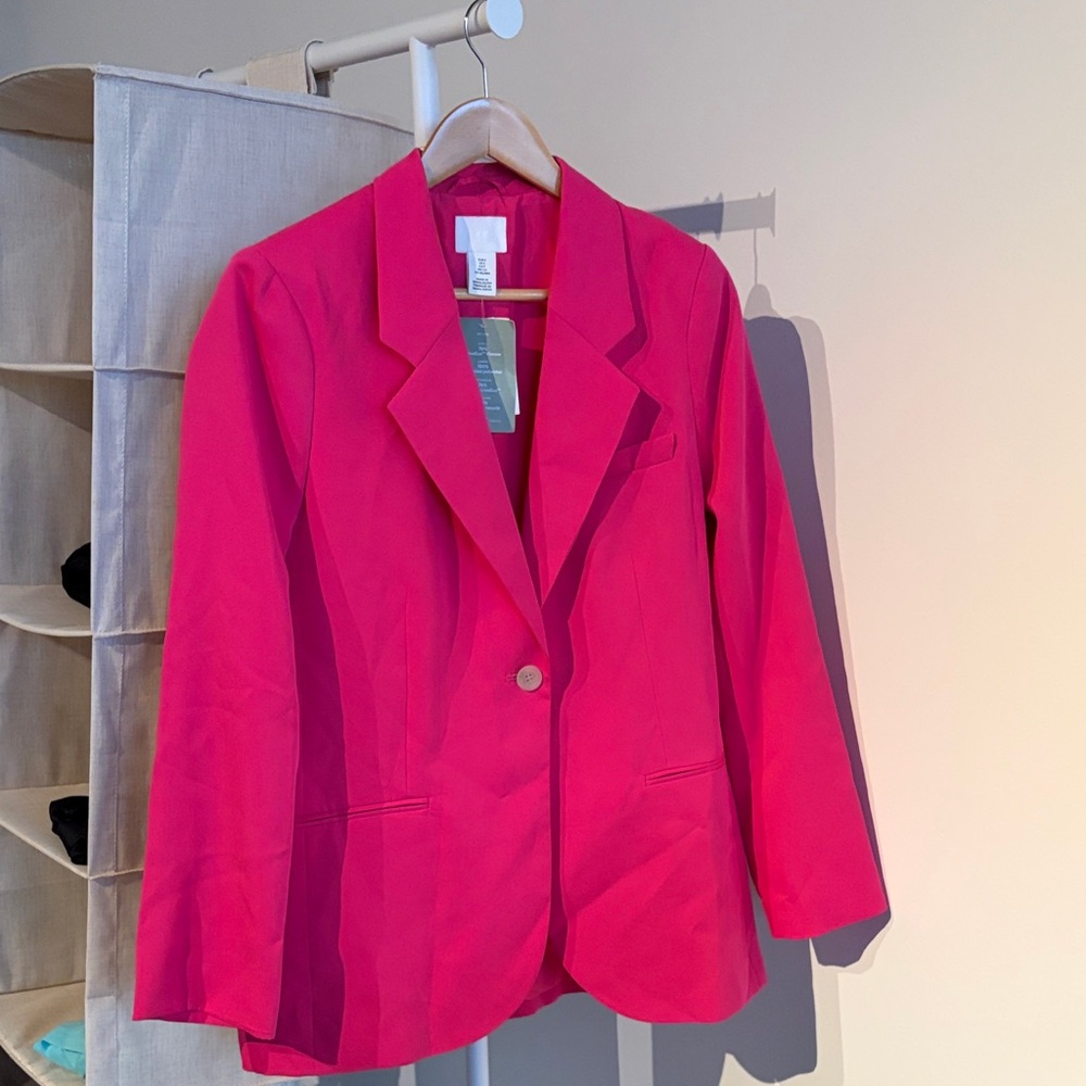 H&M Bright Hot Pink Single-Button Blazer
